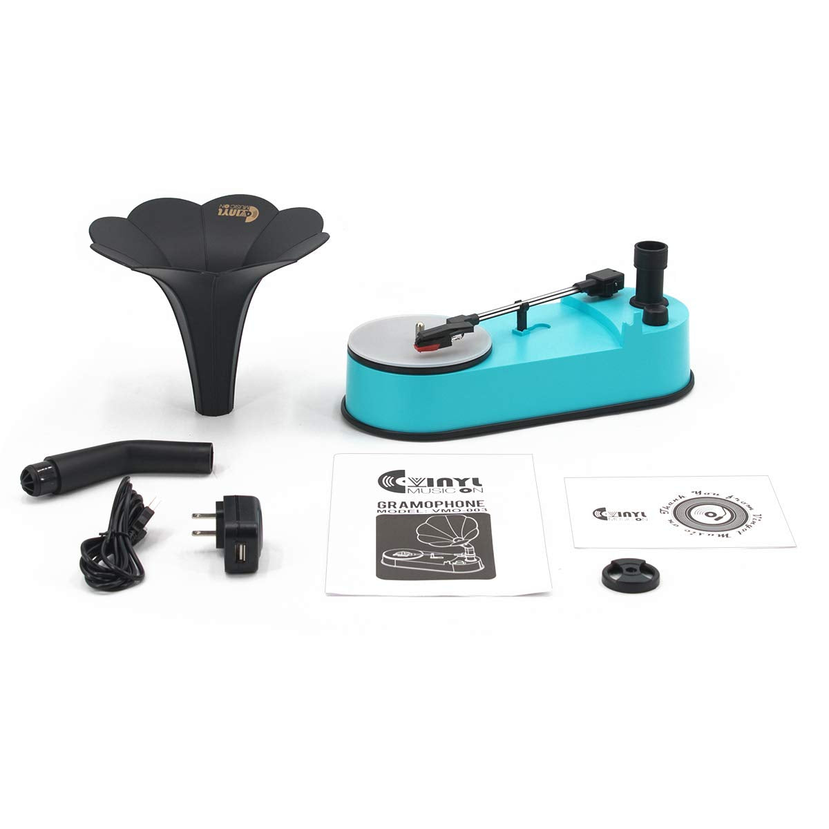 Turntable Record Player with Horn Speaker for 33/45 RPM Records,Mini Gramophone (6973332619447)